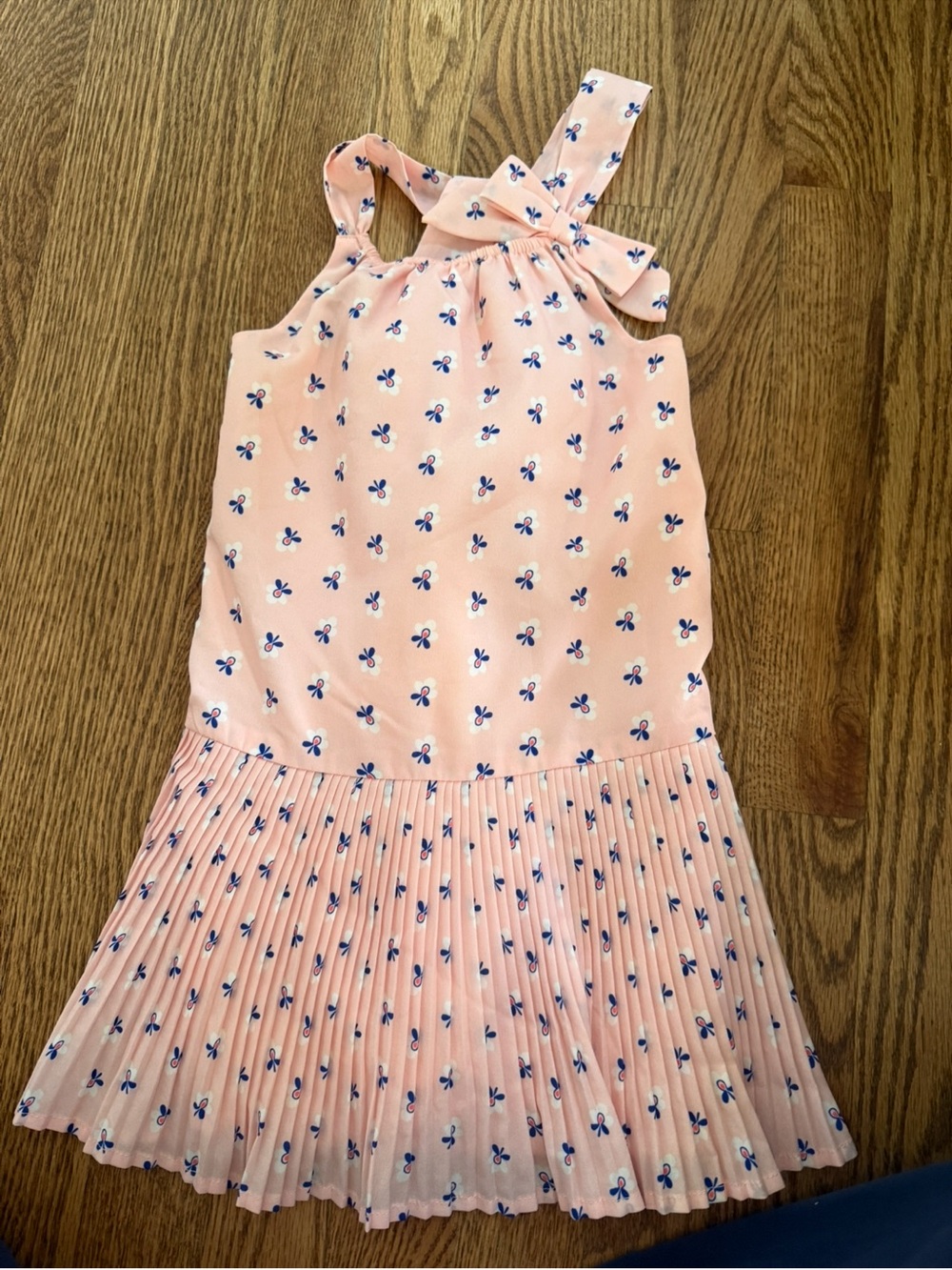Janie and Jack Peach Dress with Blue Floral Bows